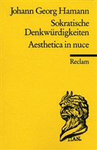 Johann G Hamann, Johann G. Hamann, Johann Georg Hamann, Sven-Aage Joergensen - Sokratische Denkwürdigkeiten. Aesthetica in nuce