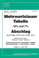 Mehrwertsteuer-Tabelle, 19% und 7% Abschlag
