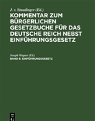 J. v. Staudinger, Joseph Wagner - Kommentar zum Bürgerlichen Gesetzbuche für das deutsche Reich nebst Einführungsgesetz - Band 6: Einführungsgesetz