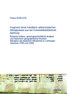 Franz Staller - Fragment eines hebräisch-altfranzösischen Bibelglossars aus der Universitätsbibliothek Salzburg