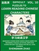Shengnan Zhao - Difficult Puzzles to Read Chinese Characters (Part 10) - Easy Mandarin Chinese Word Search Brain Games for Beginners, Puzzles, Activities, Simplified Character Easy Test Series for HSK All Level Students