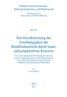 Lisa Schultze - Die Gewährleistung der Unabhängigkeit der Rundfunkaufsicht durch staats- und gruppenferne Kriterien