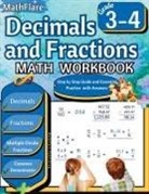 Mathflare Publishing - Decimals and Fractions Math Workbook 3rd and 4th Grade