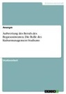 Anonymous - Aufwertung des Berufs des Regieassistenten. Die Rolle des Kulturmanagement-Studiums