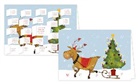 Adventskalenderdoppelkarte / Das Rentier bringt den Weihnachtsbaum / quer