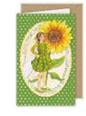 Doppelkarte. Kleine Zauberwelt / Elfe mit Sonnenblume / Blanko