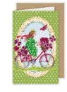 Doppelkarte. Kleine Zauberwelt / Elfe mit Fahrrad / Blanko