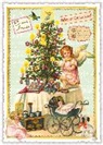 Postkarte. Sweet Memories / Engel am Weihnachtsbaum; Bonne Année, Fröhliche …