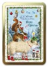 Postkarten / goldene Metallbox Weihnachten - Fröhliche Weihnachten (Tiere)