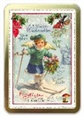 Postkarten / goldene Metallbox Weihnachten - Fröhliche Weihnachten (Engel)