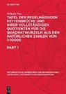 Wilhelm Patz - Tafel der regelmässigen Kettenbrüche und ihrer vollständigen Quotienten für die Quadratwurzeln aus den natürlichen Zahlen von 1-10000