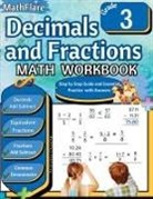 Mathflare Publishing - Decimals and Fractions Math Workbook 3rd Grade