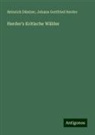 Heinrich Düntzer, Johann Gottfried Herder - Herder's Kritische Wälder