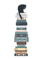 Postkarten Bücherkatze Stapel (VE10)