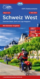 Allgemeiner Deutscher Fahrrad-Club e.V. (ADFC), Bike, BVA BikeMedia GmbH, Allgemeiner Deutscher Fahrrad-Club e V (ADFC - ADFC-Radtourenkarte CH1 Schweiz West 1:160.000, reiß- und wetterfest, E-Bike geeignet, GPS-Tracks Download, mit Knotenpunkten, mit Bett+Bike Symbolen, mit Kilometer-Angaben