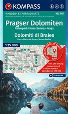 KOMPASS Wanderkarte 145 Pragser Dolomiten, Naturpark Fanes-Sennes-Prags / Dolomiti di Braies, Parco Naturale Fanes-Senes-Braies 1:25.000