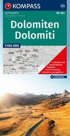KOMPASS Auto- und Panoramakarte Dolomiten / Dolomiti / Dolomites 1:150.000