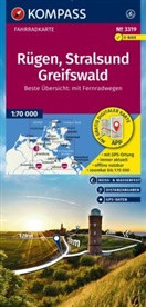 KOMPASS Fahrradkarte 3319 Rügen, Stralsund, Greifswald 1:70.000