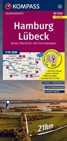 KOMPASS Fahrradkarte 3341 Hamburg, Lübeck 1:70.000