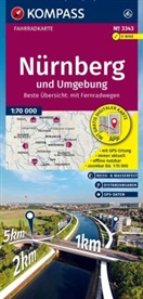 KOMPASS Fahrradkarte 3343 Nürnberg und Umgebung 1:70.000