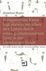 Annelore Mayer - Wittgensteins Katze lugt abends zwischen den Latten durch einen goldumrandeten Zaun in der Lüneburger Haide