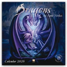 Flame Tree Publishing - Dragons By Anne Stokes Wall Calendar 2026 (Art Calendar)