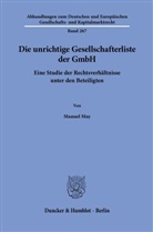 Manuel May - Die unrichtige Gesellschafterliste der GmbH