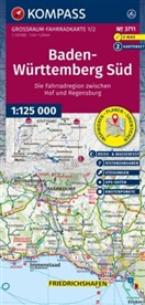 KOMPASS Großraum Fahrradkarte 3711 Baden-Württemberg Süd, die Fahrradregion vom Bodensee über das Allgäu bis zum Schwarzwald und der Schwäbischen Alb; mit Knotenpunkten 1:125.000