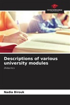 Nadia Birouk - Descriptions of various university modules