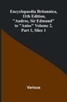 Various - Encyclopaedia Britannica, 11Th Edition, "Andros, Sir Edmund" To "Anise" Volume 2, Part 1, Slice 1