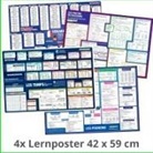 Henry Fischer, Philipp Hunstein - mindmemo Lernposter 4er Set - Französische Zeiten + Wortarten + Pronomen + Grundwortschatz | Grammatik lernen Grundwissen Lernhilfe