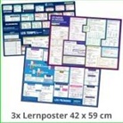 Henry Fischer, Philipp Hunstein - mindmemo Lernposter 3er Set - Französische Zeiten + Wortarten + Pronomen | Grammatik lernen Grundwissen Lernhilfe