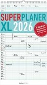 Alpha Edition - Superplaner XL 6 Spalten 2026 - Familienkalender 26×45 cm mit 6 Spalten & Notizbereich, übersichtlicher Familienplaner & Wandkalender mit Ferienterminen für große Familien