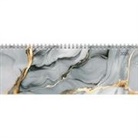 Zettler Tisch-Querkalender Style Marmor 2026 - Büro-Planer 30x11 cm, Wochenkalender mit 1 Woche auf 2 Seiten, deutschsprachigem Kalendarium, Ringbindung & Notizbereich