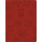 Zettler Taschenkalender 1T/1S weinrot Blauer Engel 2026 - Roter Timer 10 × 14 cm, 1 Tag pro Seite mit Stundeneinteilung 7-19 Uhr, Recyclingpapier, Blauer Engel zertifiziert