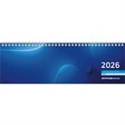 Zettler Tischquerkalender 1W/2S blau 2026 - Wochenkalender 32 × 11 cm, 1 Woche auf 2 Seiten mit Monatsübersichten & Stundeneinteilung 7-20 Uhr, FSC-zertifiziert, blauer Einband