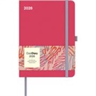 N Neumann - Sunset Coral 2026 - Buchkalender 16x22 cm, Wochenplaner mit 4-sprachigem Kalendarium, internationalem Feiertags- & Mondphasen-Überblick, Taschenkalender mit Stifthalter & Elastikband