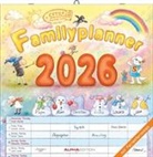 Alpha Edition - Familienplaner Cartoon Kalender 2026 - 30x30 cm - Broschürenkalender mit 6 Spalten & Platz für Notizen - Lustiger Wandkalender für Familienorganisation - Feiertagen & Ferienterminen