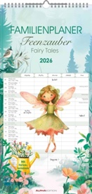 Alpha Edition - Familienplaner Feenzauber 2026 - Familienkalender 22×45 cm mit 5 Spalten & zauberhaften Feenmotiven, praktischer Wandkalender für Familien zur Terminorganisation