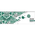 Zettler Tischquerkalender Giganta XXL 1W/2S Grün 2026 - Bürokalender 42x15 cm, Wochenkalender mit 1 Woche auf 2 Seiten, deutschem Kalendarium, Spiralbindung & Stundeneinteilung 7-22 Uhr
