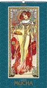 Alfons Mucha - Alpha Edition - Alfons Mucha 2026 - Kunstkalender 33&times;60 cm mit Jugendstil-Motiven & Glitzereffekt, dekorativer Wandkalender mit Meisterwerken des ber&uuml;hmten K&uuml;nstlers