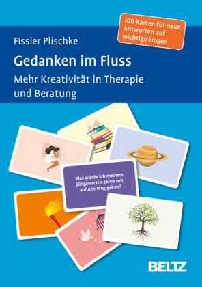 Anne Fissler Plischke, Anneka Fissler Plischke, Annekathrin Fissler Plischke, Patrick Fissler Plischke - Gedanken im Fluss Mehr Kreativität in Therapie und Beratung. 100 Karten für neue Antworten auf wichtige Fragen. Kartenset mit 12-seitigem Booklet in stabiler Box, Kartenformat 5,9 x 9,2 cm
