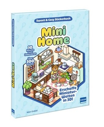 Ullmann Medien - Sweet & Cosy Stickerbuch: Mini Home Erschaffe Miniaturwelten in 3D! 10 Räume zum Dekorieren und gestallten mit über 300 ablösbaren Folien-Stickern | ab 5 Jahren