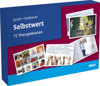 Gitta Jacob, Laura Seebauer - Selbstwert 75 Therapiekarten. Kartenset mit 75 Karten in stabiler Box, mit 24-seitigem Booklet. Kartenformat 16,5 x 24 cm.