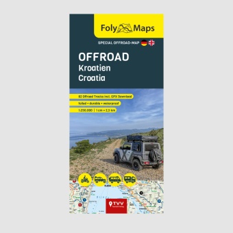 Bikerbetten - TVV Touristik Verlag GmbH, Bikerbetten - TVV Touristik Verlag GmbH - FolyMaps OFFROAD Kroatien 1:250 000 Spezialkarte mit 82 Offroad Pisten