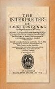 John Cowell - The Interpreter [1607]