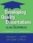 Barbara E Lovitts, Barbara E. Lovitts, Lovitts Barbara E., Not Available (NA), Ellen L Wert, Ellen L. Wert - Developing Quality Dissertations in the Sciences