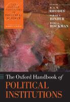 Sarah A. Binder, Sarah A. (Senior Fellow in Governance Studies Binder, R. A. W. Rhodes, R. A. W. (EDT)/ Binder Rhodes, R. A. W. (Professor of Government in the School of Government at the University of Tasmania (Australia)) Rhodes, Bert A. Rockman... - The Oxford Handbook of Political Institutions