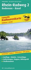 PublicPress Radwanderkarten: PUBLICPRESS Leporello Radtourenkarte Rhein-Radweg, 21 Teilktn.. Tl.2