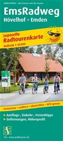 PublicPress Radwanderkarten: PublicPress Leporello Radtourenkarte EmsRadweg, Hövelhof - Emden
